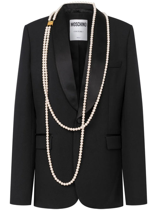 Faux-Pearl-Embellished Blazer