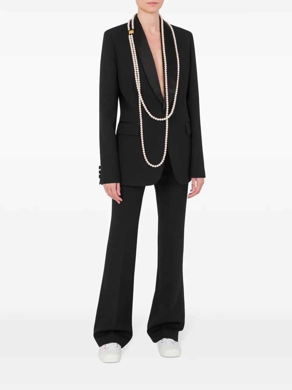 Faux-Pearl-Embellished Blazer