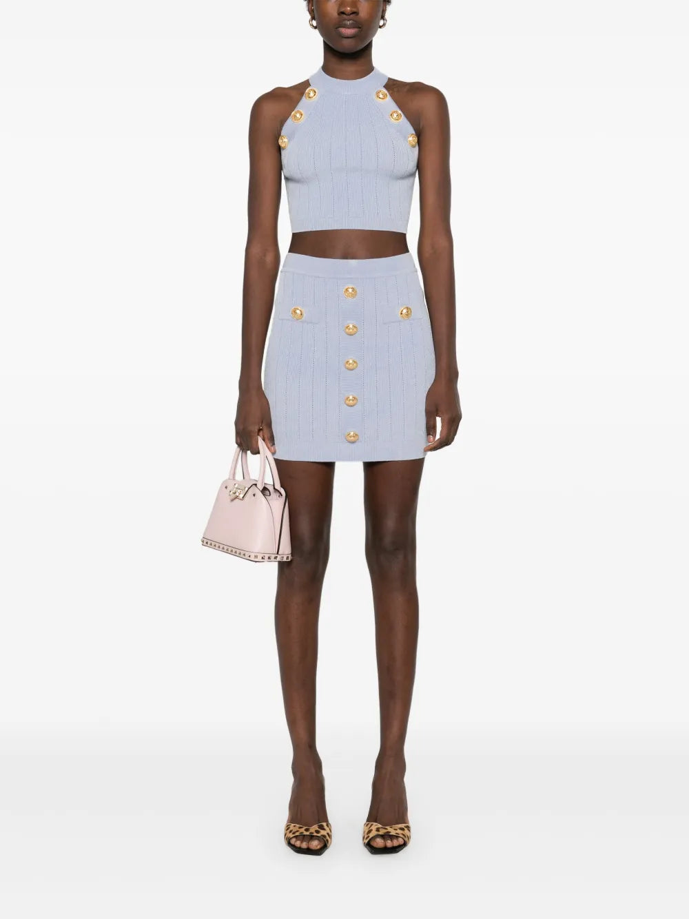 Coin-Buttons Detailed Mini Skirt