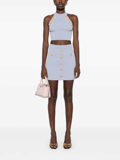 Coin-Buttons Detailed Mini Skirt