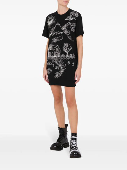 Chalk-Print T-Shirt Dress