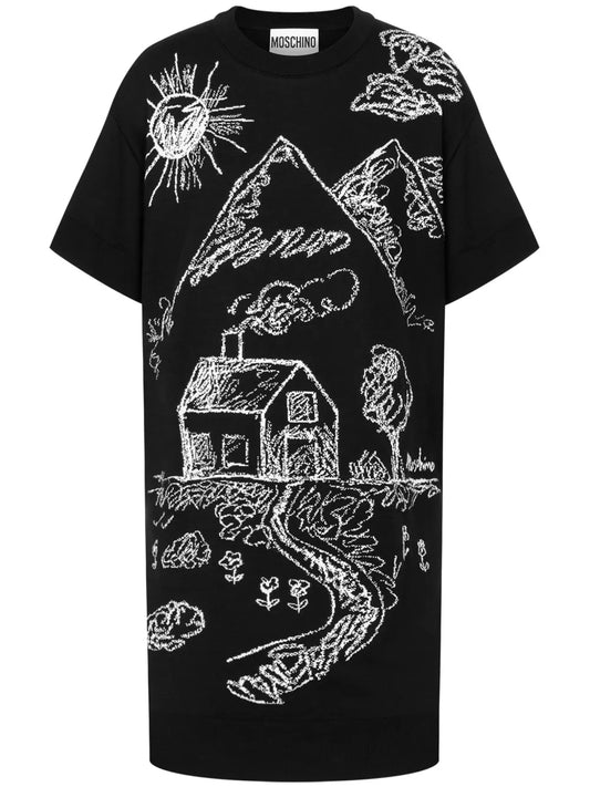 Chalk-Print T-Shirt Dress