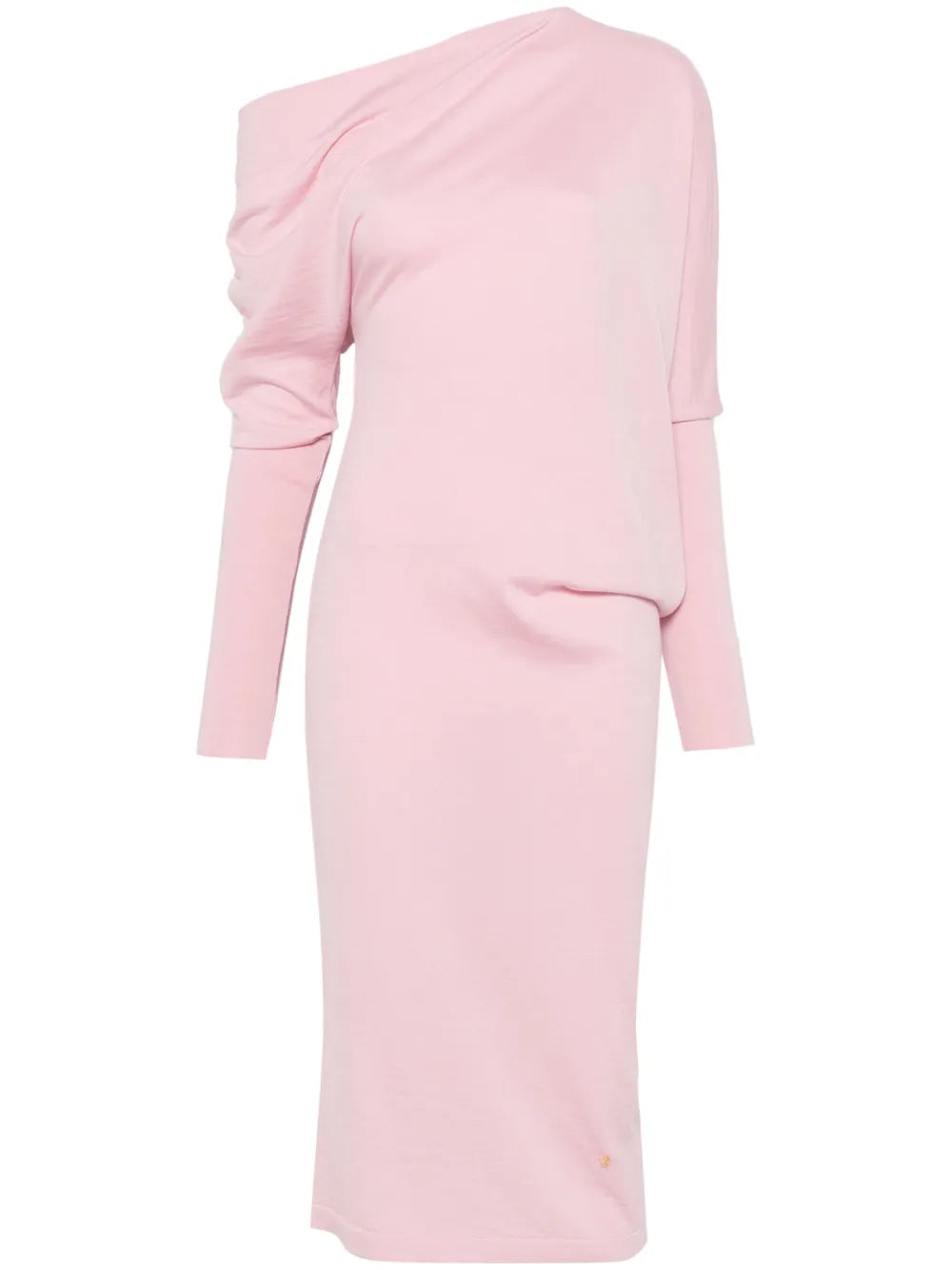 Asymmetric-Neck Mini Dress