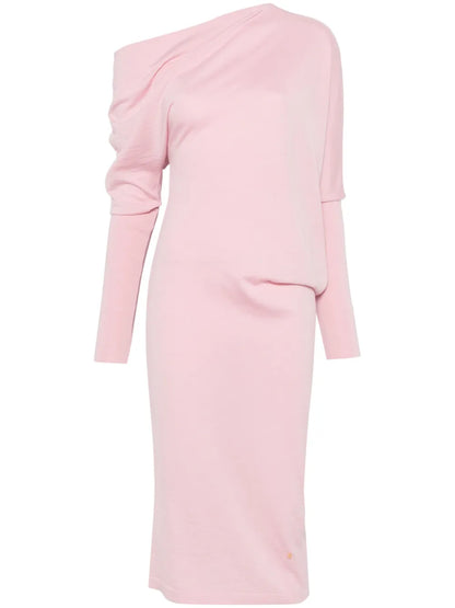 Asymmetric-Neck Mini Dress