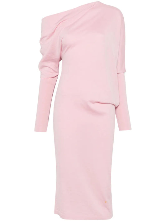 Asymmetric-Neck Mini Dress