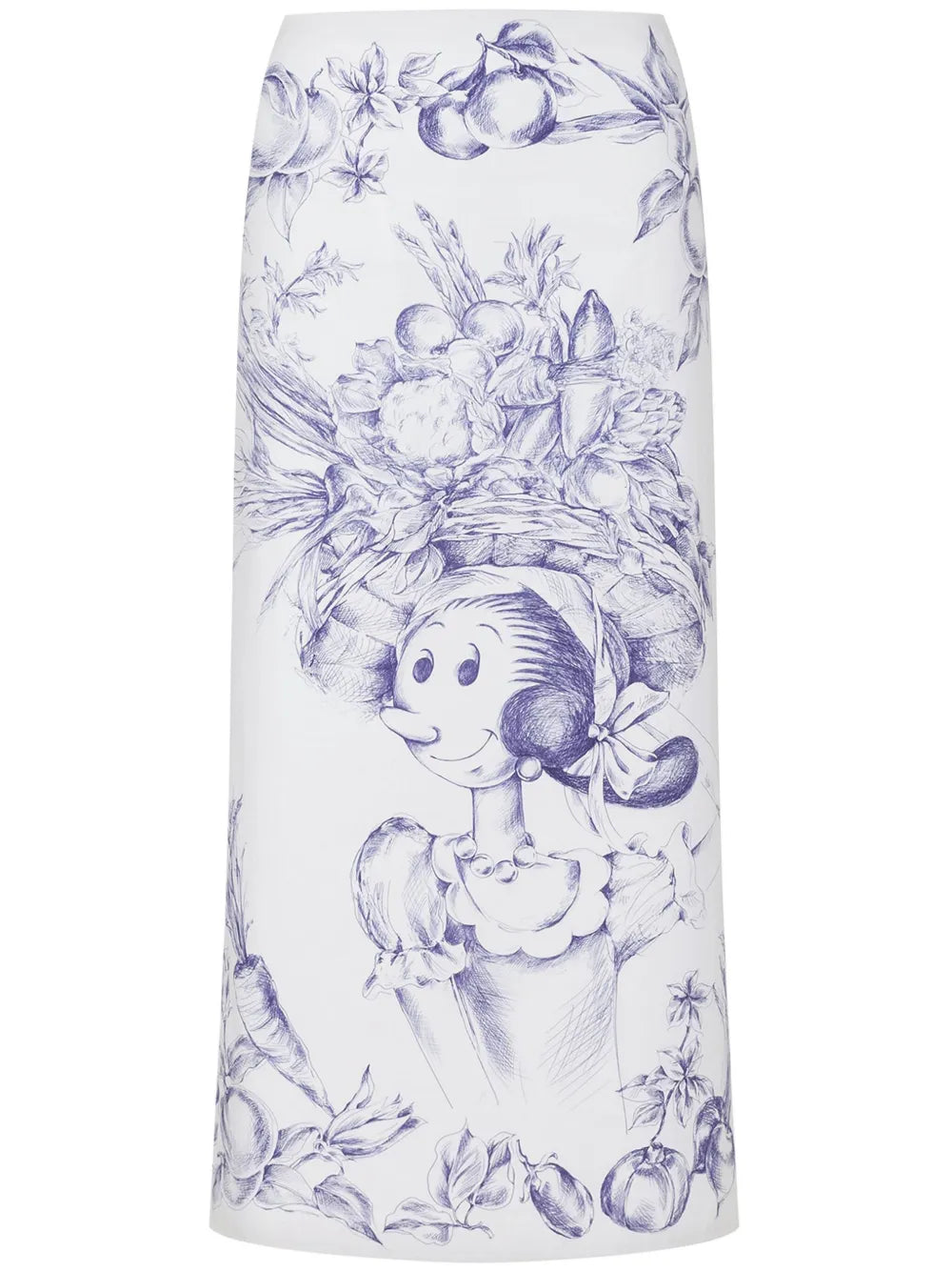 Graphic-Print Midi Skirt