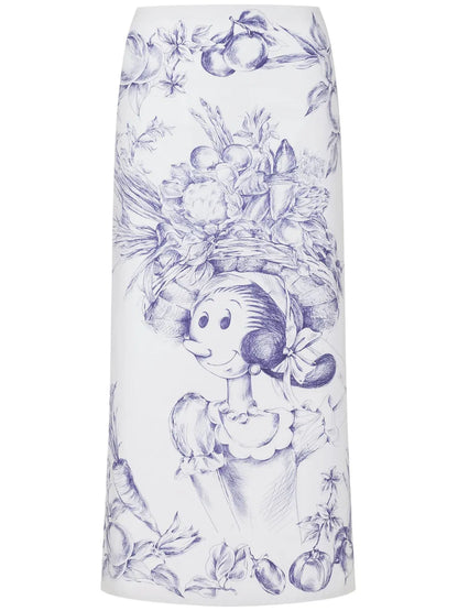 Graphic-Print Midi Skirt