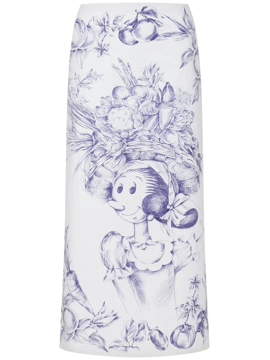 Graphic-Print Midi Skirt