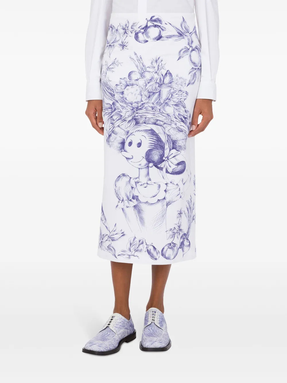 Graphic-Print Midi Skirt