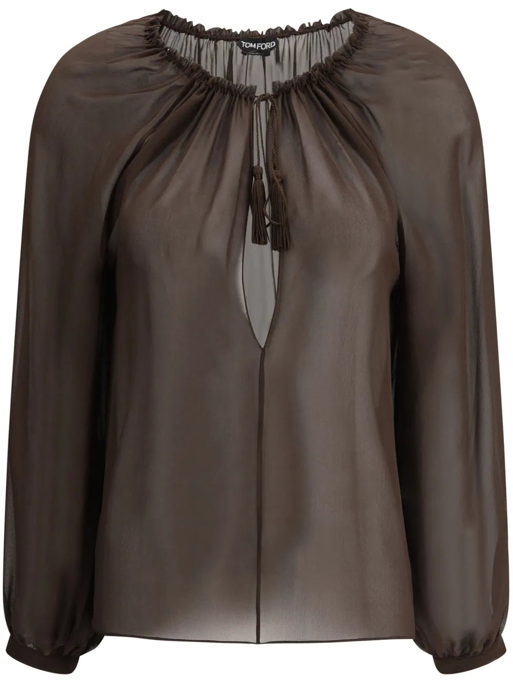 Long-Sleeve Silk Blouse