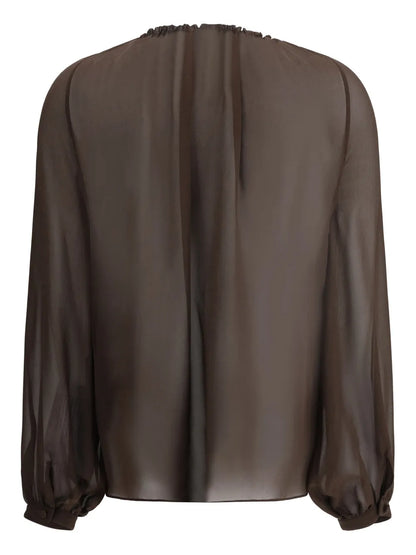 Long-Sleeve Silk Blouse