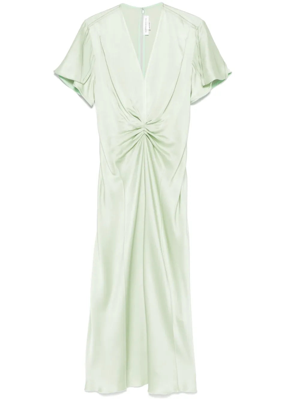 Gathered-Detail V-Neck Midi Dress