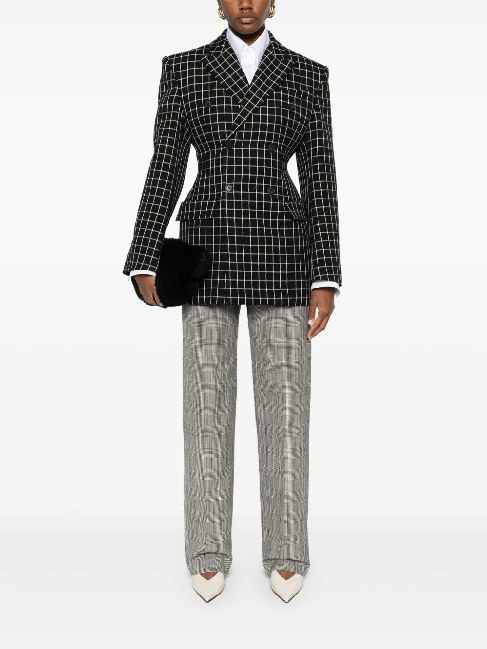 Prince Of Wales-Pattern Straight Trousers