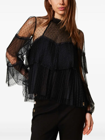 Ruffled Tulle Blouse