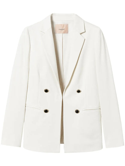 Jewelled-Buttons Double-Breasted Blazer