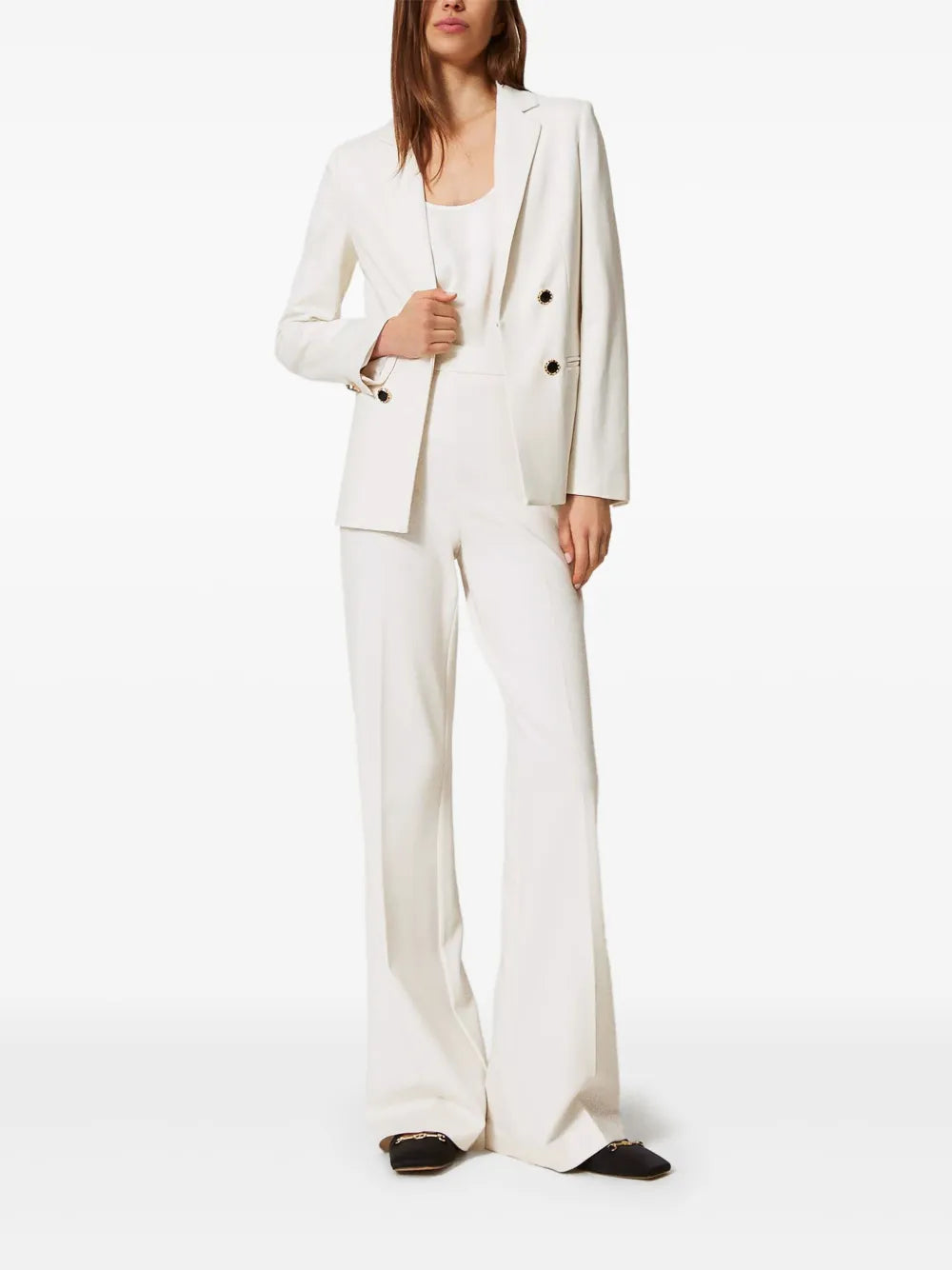 Jewelled-Buttons Double-Breasted Blazer