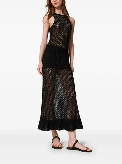 Lurex Pointelle-Knit Dress