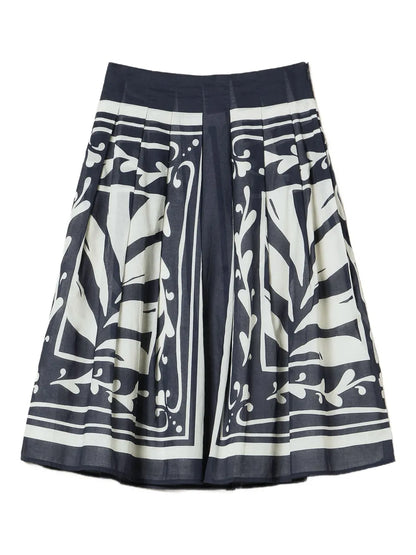 Floral-Print Pleated Skirt