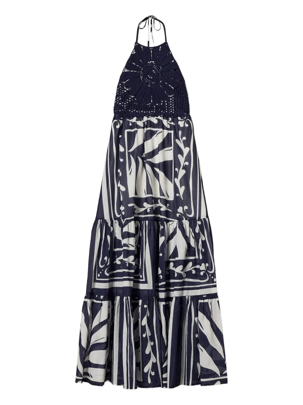 Embroidered Halterneck Maxi Dress