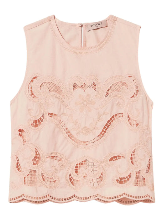 Broderie-Anglaise Sleeveless Top