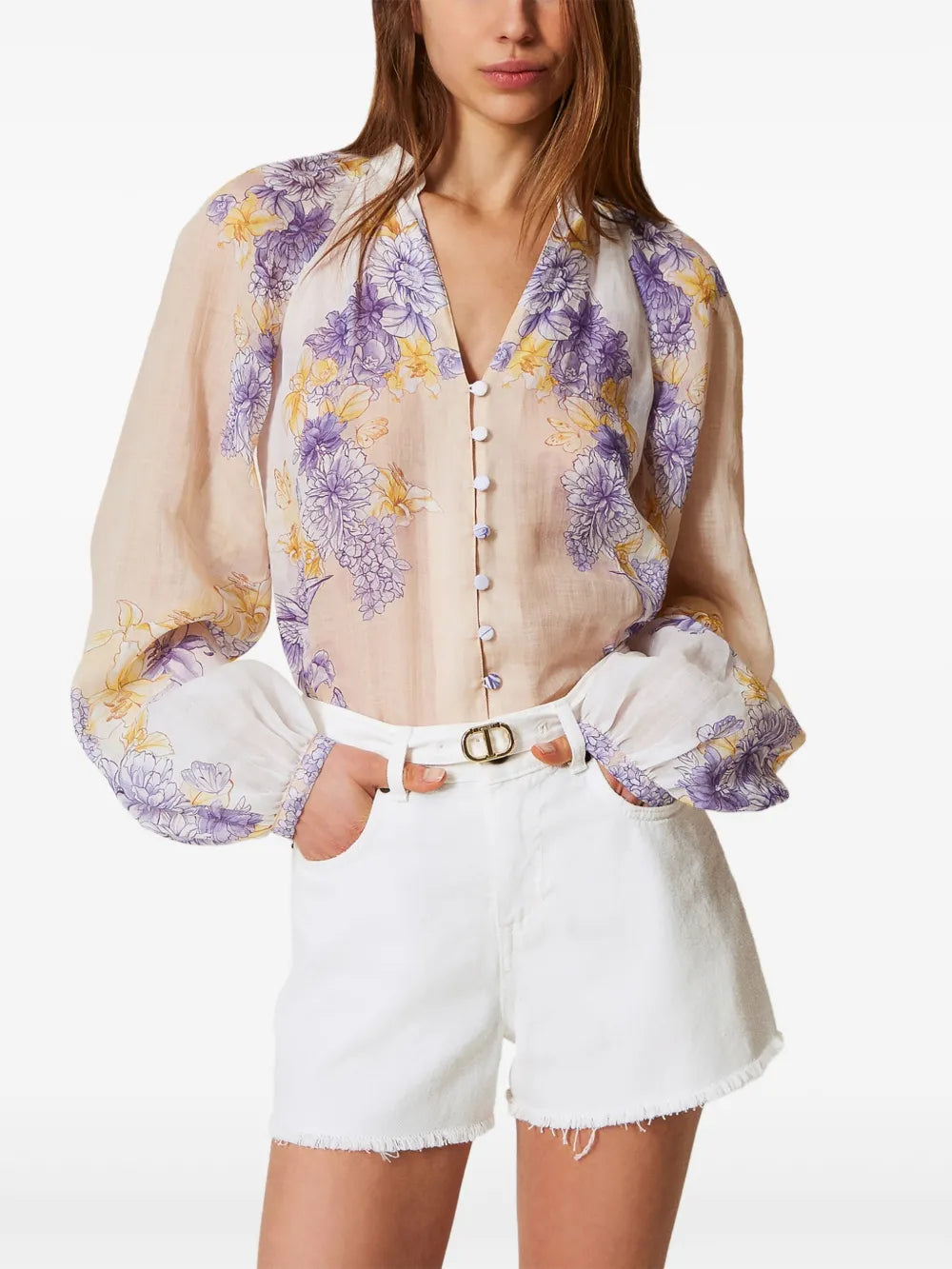 Floral-Print Blouse