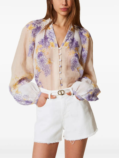 Floral-Print Blouse