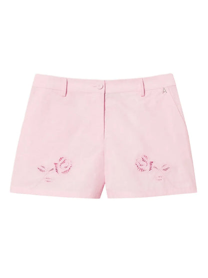 Floral-Embroidered Short