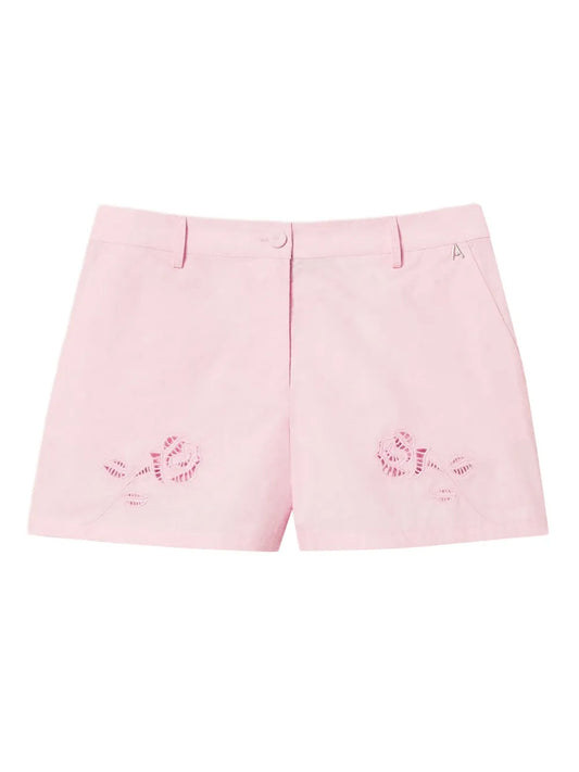 Floral-Embroidered Short