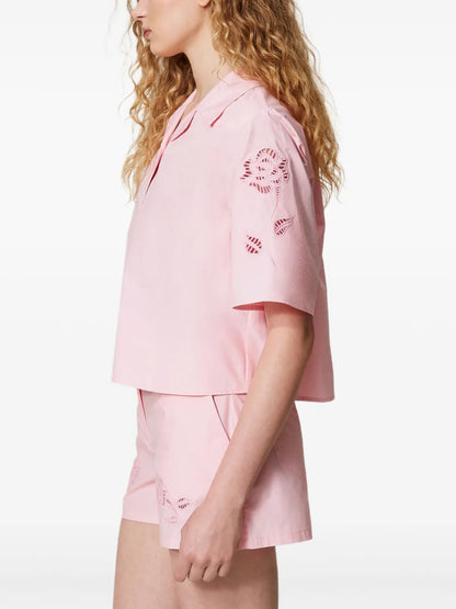 Floral-Embroidered Short