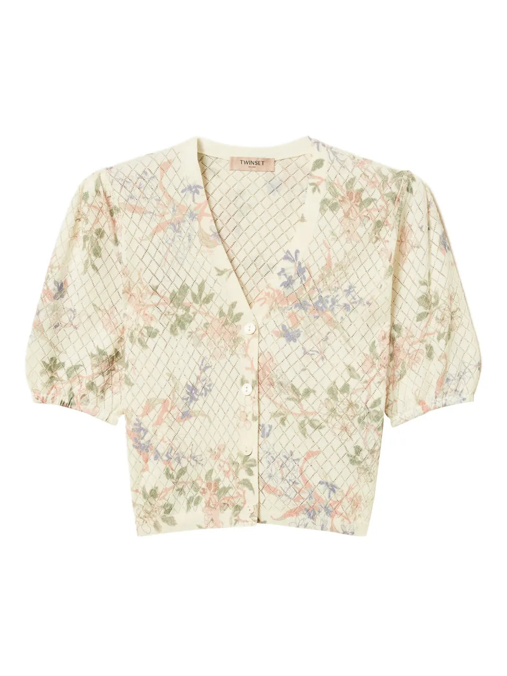 Floral-Jacquard Cardigan