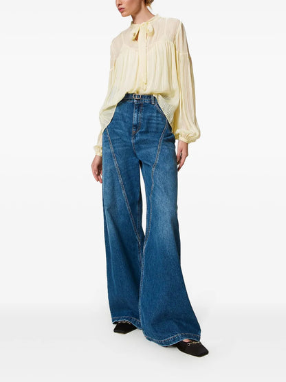 Wide-Leg Belted Jeans