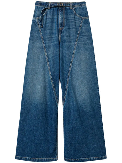 Wide-Leg Belted Jeans