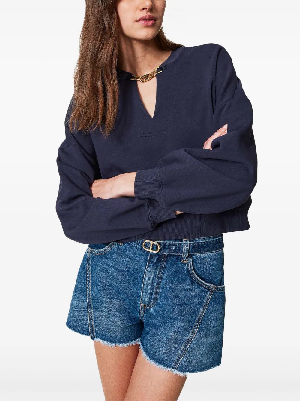 Oval T Belted Denim Shorts