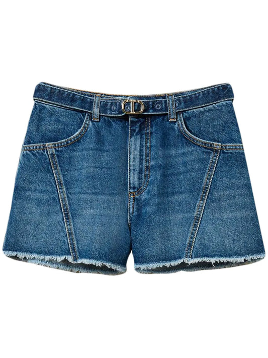 Oval T Belted Denim Shorts
