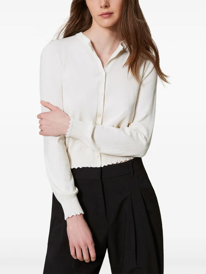 Scallop-Trim Cardigan