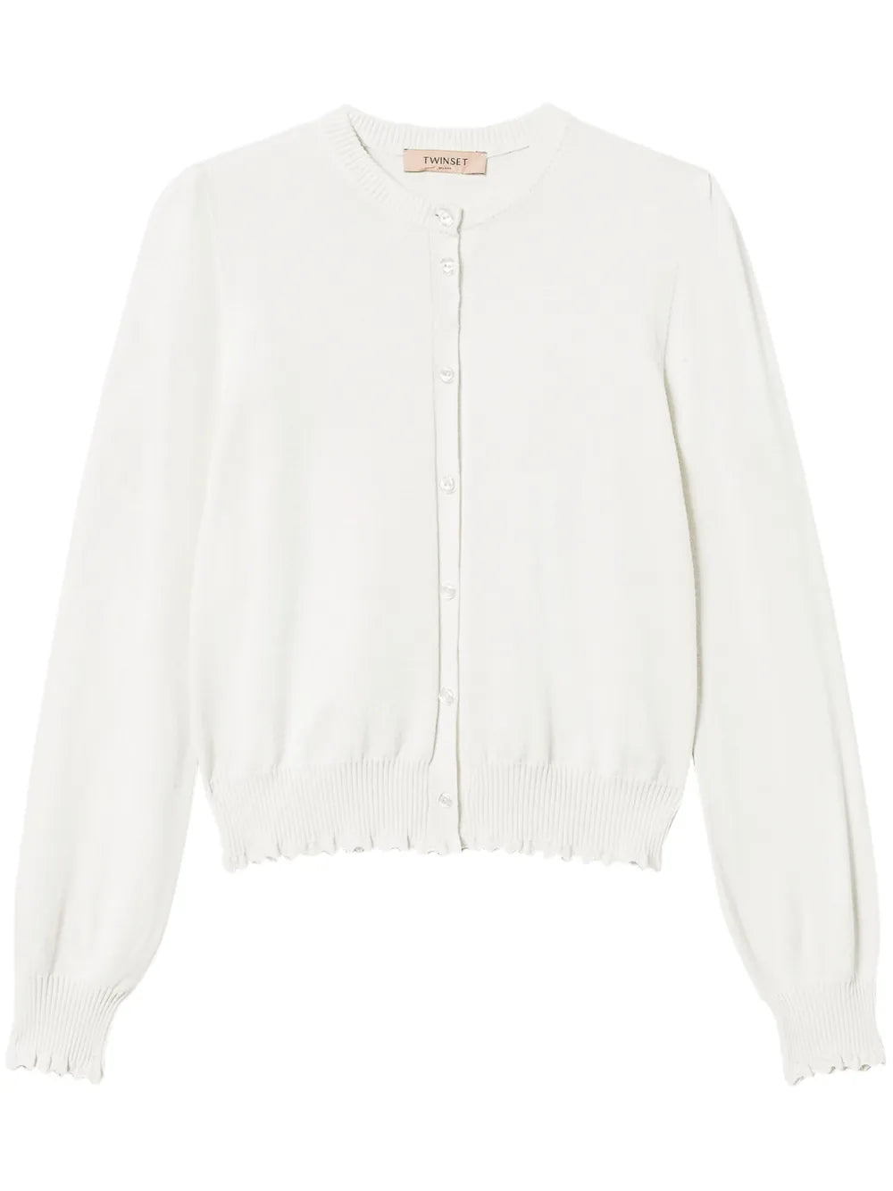 Scallop-Trim Cardigan