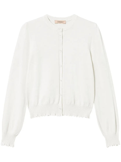 Scallop-Trim Cardigan
