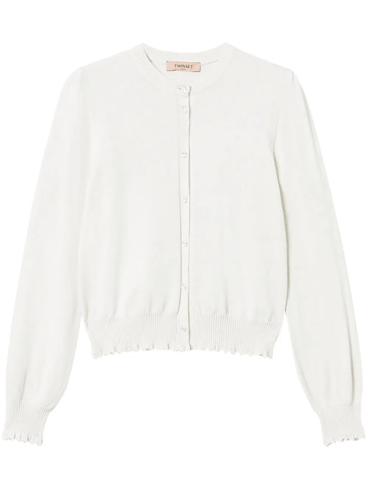 Scallop-Trim Cardigan