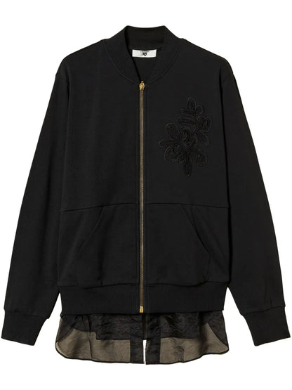 Organza-Insert Embroidered Sweatshirt