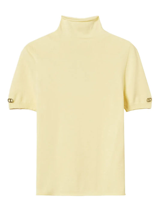 Mock-Neck Short-Sleeve Top