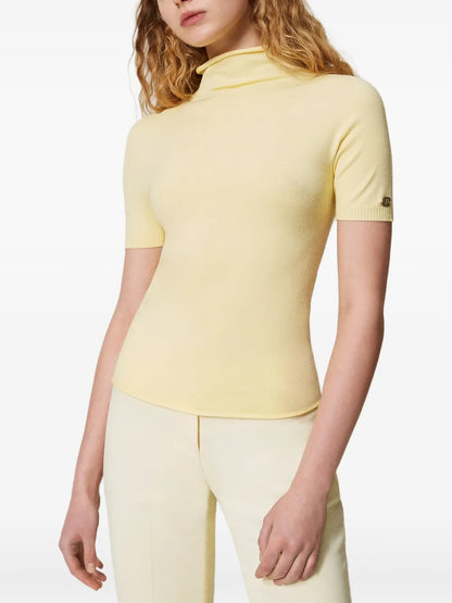Mock-Neck Short-Sleeve Top