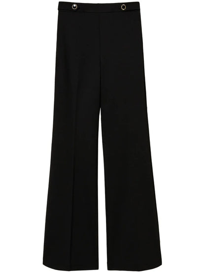 Jewel-Buttons Palazzo Pants