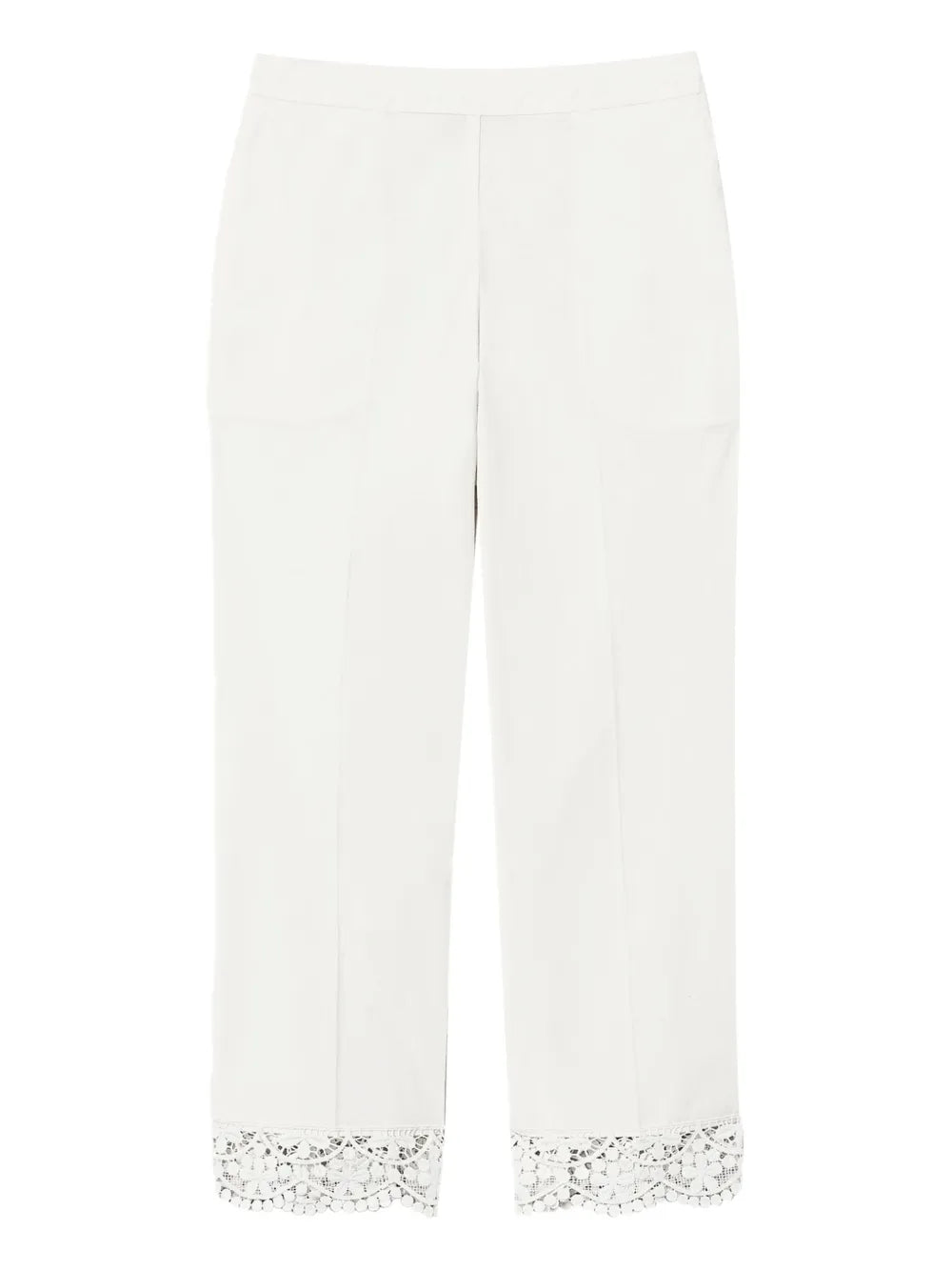 Cropped Lace-Trim Trousers