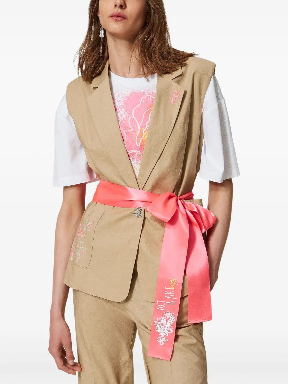 Belted Sleeveless Blazer