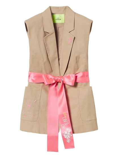 Belted Sleeveless Blazer