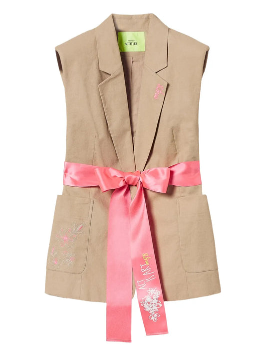 Belted Sleeveless Blazer