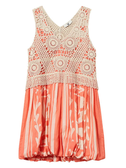 Crochet-Detail Mini Dress