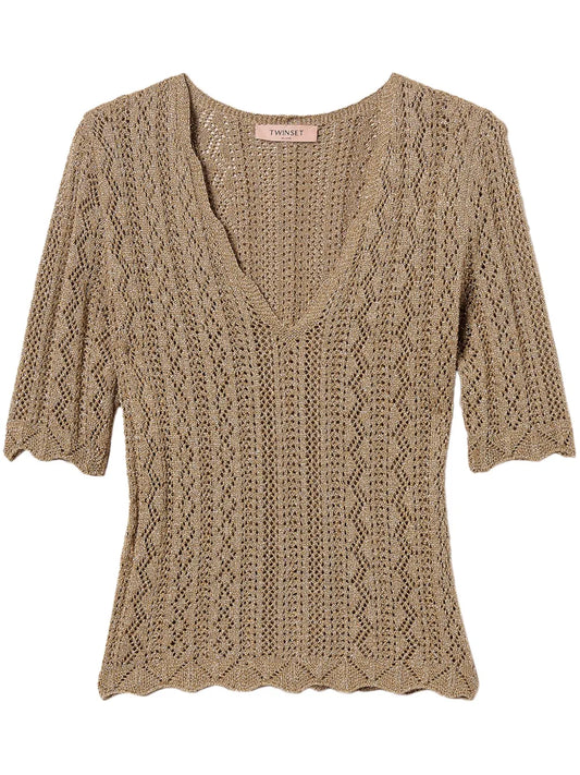 Pointelle-Knit Top