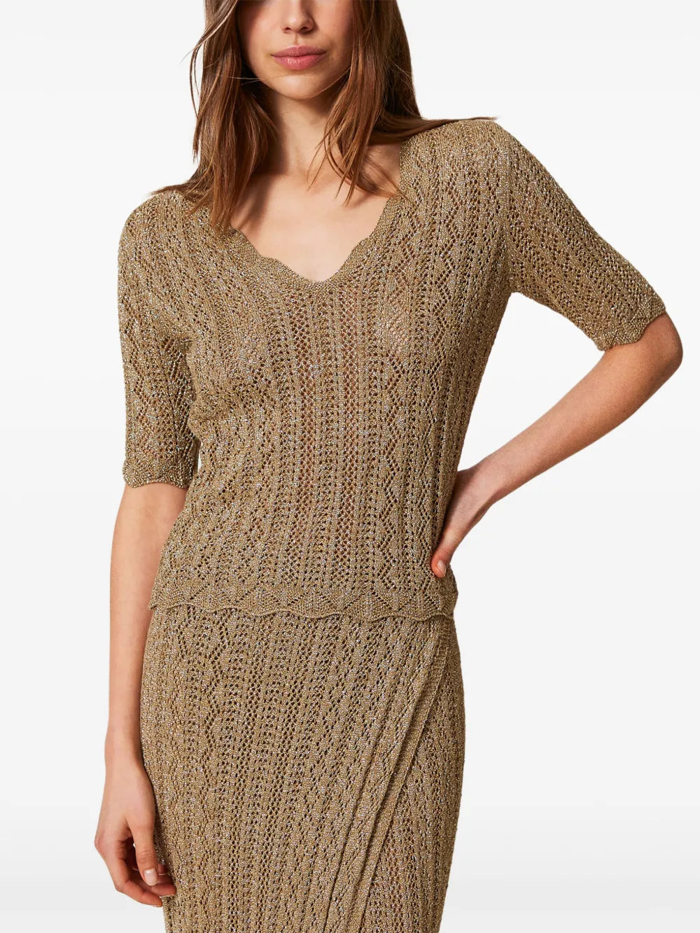 Pointelle-Knit Top
