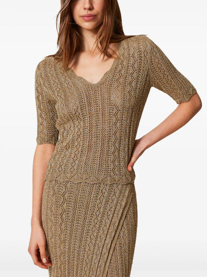 Pointelle-Knit Top